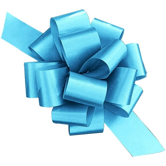 PMU Pull String Bows - Gift Bows for Wedding, Birthdays & Anniversaries - Ribbon Bows for Flowers & Basket Decoration - Large Bow for Gift Wrapping - 5 Inch 20 Loops Light Blue- (10/pkg) Pkg/1