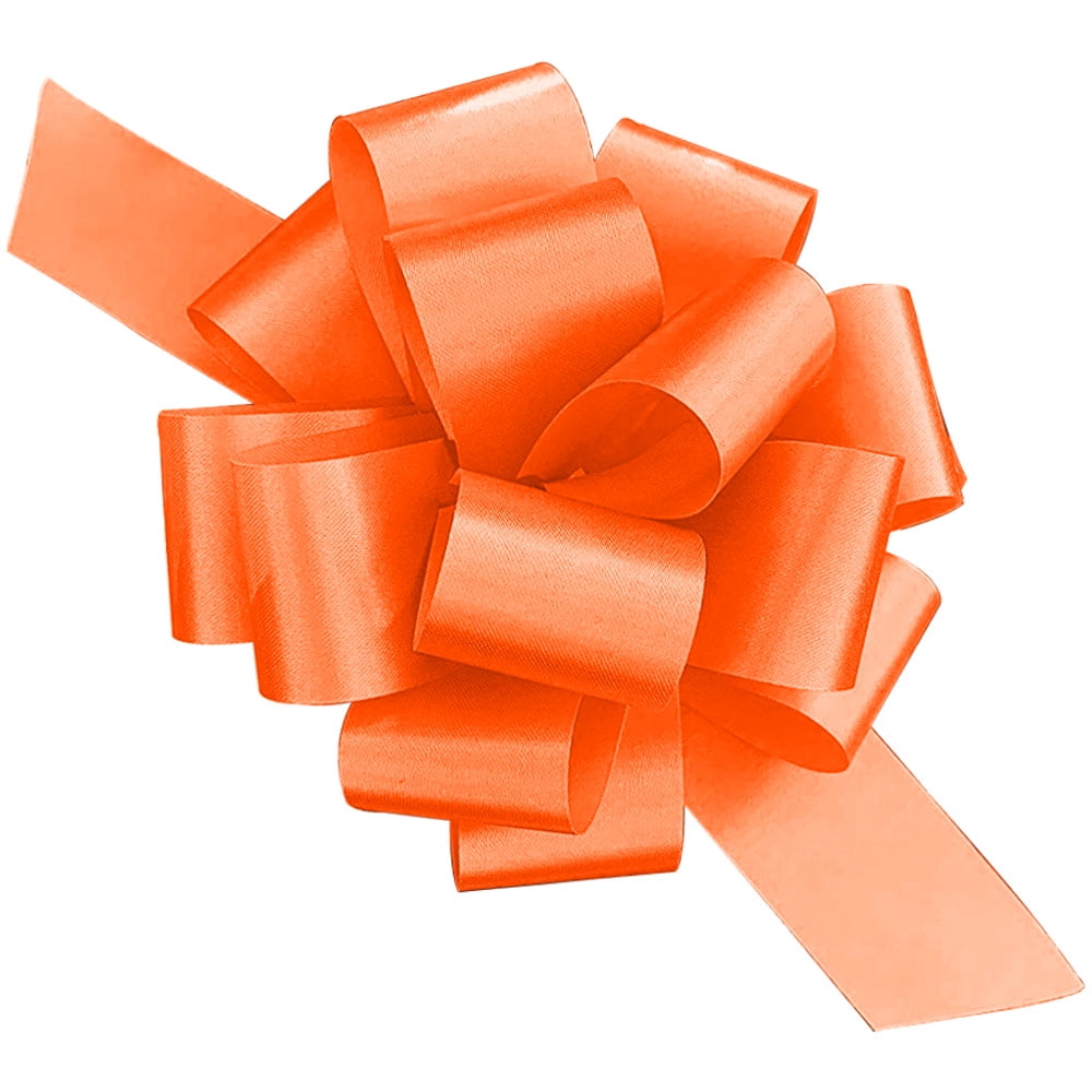 Pmu Pull String Bows Orange 8 inch 20 Loops (2 & 1/2 inch Ribbon) Pkg/3, Size: Pkg of 3