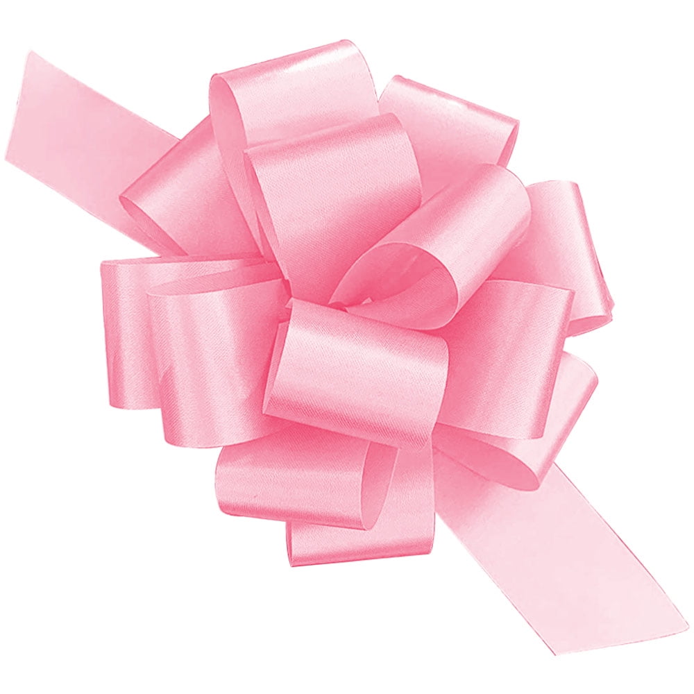 Extra Large Light Pink Gift Wrap Pull Bows - 8 Wide, XL Powder Pink Ribbon  Big Pull Flower Bows for Baby Shower Gifts and Presents, Set of 4 (Light