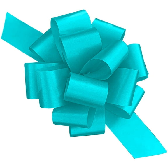 PMU Pull String Bows - Gift Bows for Wedding, Birthdays & Anniversaries - Ribbon Bows for Flowers & Basket Decoration - Large Bow for Gift Wrapping - 5 Inch 20 Loops Turquoise- (1/pkg) Pkg/1