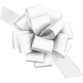 PMU Pull String Bows - Gift Bows for Wedding, Birthdays & Anniversaries - Ribbon Bows for Flowers & Basket Decoration - Large Bow for Gift Wrapping - 5 Inch 20 Loops White- (1/pkg) Pkg/1