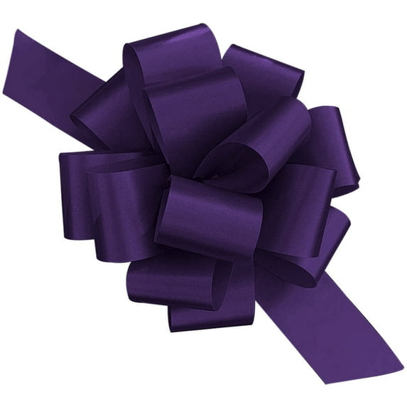 PMU Pull String Bows - Gift Bows for Wedding, Birthdays & Anniversaries - Ribbon Bows for Flowers & Basket Decoration - Large Bow for Gift Wrapping - 5 Inch 20 Loops Purple- (1/pkg)Pkg/1