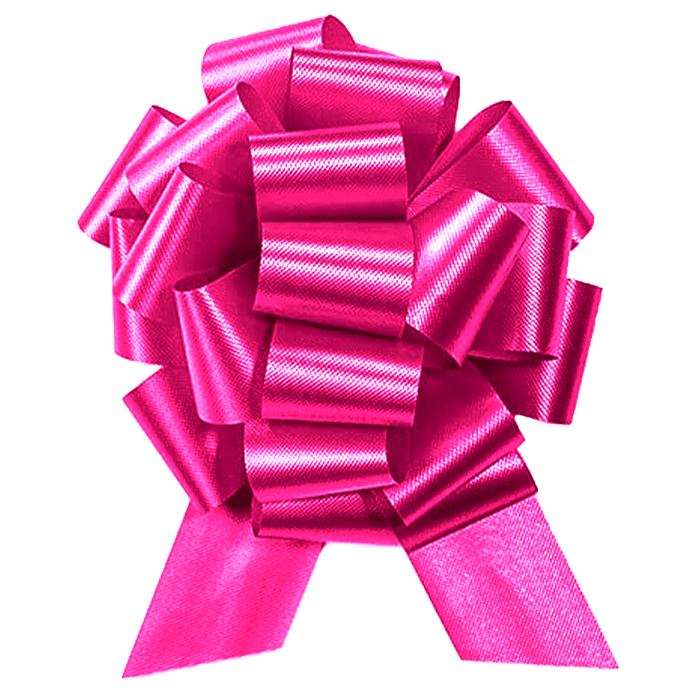 PMU Pull String Bows - Gift Bows for Wedding, Birthdays & Anniversaries - Ribbon Bows for Flowers & Basket Decoration - Large Bow for Gift Wrapping - Fuchsia 8 Inch 20 Loops (50/pkg) Pkg/1