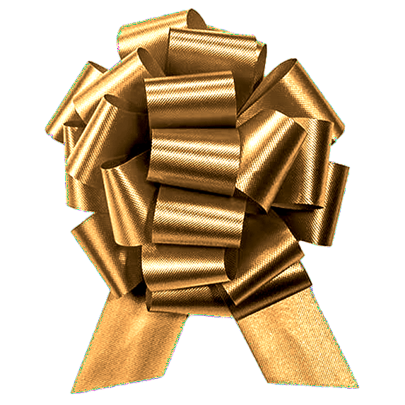 PMU Pull String Bows - Gift Bows for Wedding, Birthdays & Anniversaries - Ribbon Bows for Flowers & Basket Decoration - Large Bow for Gift Wrapping - Gold 8 Inch 20 Loops (50/pkg) Pkg/1