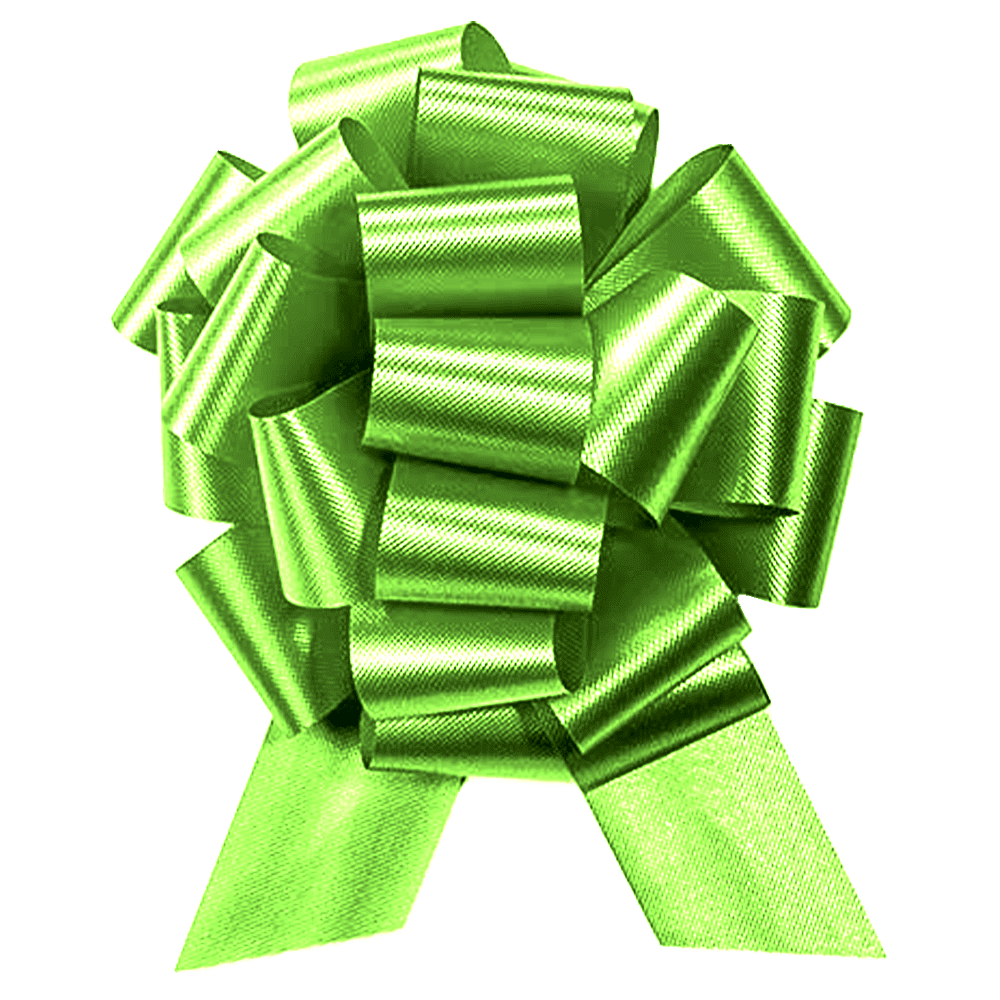 PMU Pull String Bows - Gift Bows for Wedding, Birthdays & Anniversaries - Ribbon Bows for Flowers & Basket Decoration - Large Bow for Gift Wrapping - Lime Green 8 Inch 20 Loops (50/pkg) Pkg/1