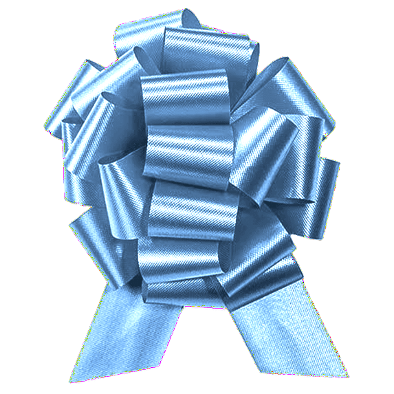 PMU Pull String Bows - Gift Bows for Wedding, Birthdays & Anniversaries - Ribbon Bows for Flowers & Basket Decoration - Large Bow for Gift Wrapping - Light Blue 8 Inch 20 Loops (10/pkg) Pkg/1