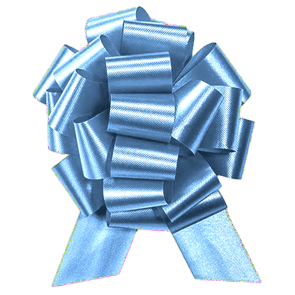 PMU Pull String Bows - Gift Bows for Wedding, Birthdays & Anniversaries - Ribbon Bows for Flowers & Basket Decoration - Large Bow for Gift Wrapping - Light Blue 8 Inch 20 Loops (1/pkg) Pkg/1
