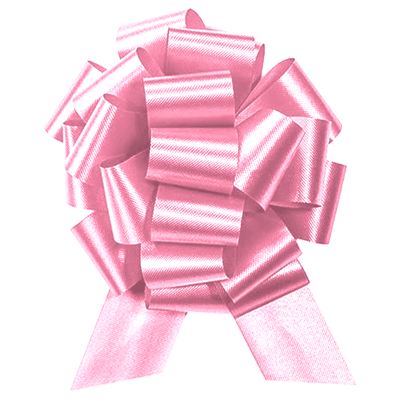 PMU Pull String Bows - Gift Bows for Wedding, Birthdays & Anniversaries - Ribbon Bows for Flowers & Basket Decoration - Large Bow for Gift Wrapping - Pink 8 Inch 20 Loops (3/pkg) Pkg/1