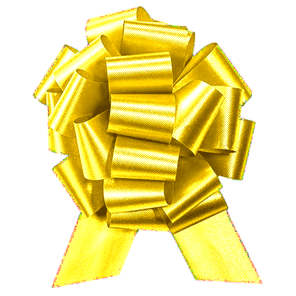 PMU Pull String Bows - Gift Bows for Wedding, Birthdays & Anniversaries - Ribbon Bows for Flowers & Basket Decoration - Large Bow for Gift Wrapping - Yellow 8 Inch 20 Loops (1/pkg) Pkg/1