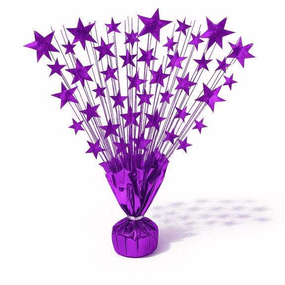 PMU 12 Pack Bursting Star Centerpiece- Purple Balloon Weights, table Centerpiece for Graduation, Birthdays, Halloween, Veterans, Party & Independence Day Celebration-15in / 7.34cm