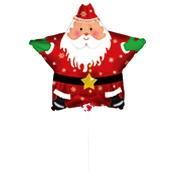 PMU Red Smiling Santa Star 9 Inches Pre-inflated with Stick Mylar Balloon Pkg/12