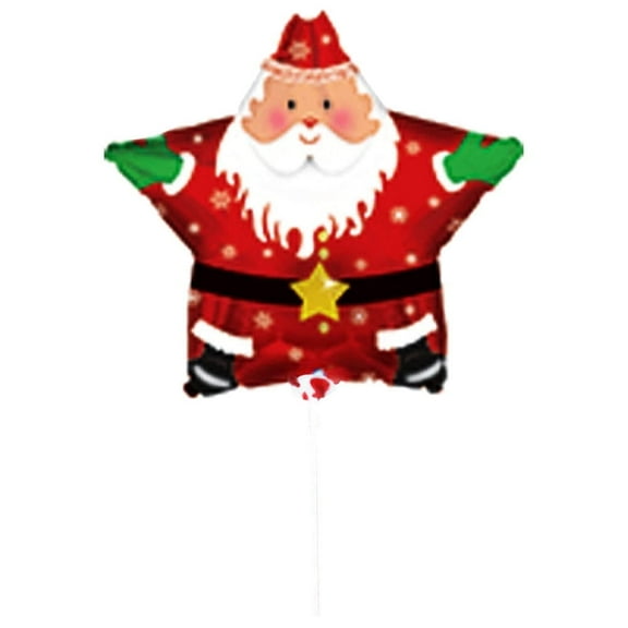 PMU Red Smiling Santa Star 9 Inches Pre-inflated with Stick Mylar Balloon Pkg/3