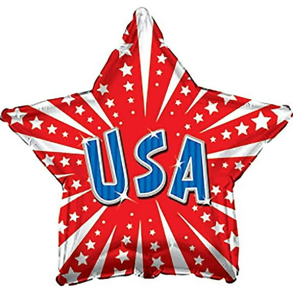 PMU Red USA Star 18 Inch Star Mylar-Foil Balloon Pkg/5