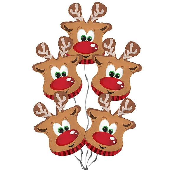 PMU Reindeer Shape-A-Loon 19"W x 26.5"H Mylar Balloon Pkg/10