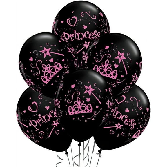 PMU Round Pink-Onyx Black 11 Inches latex Balloon Pkg/12