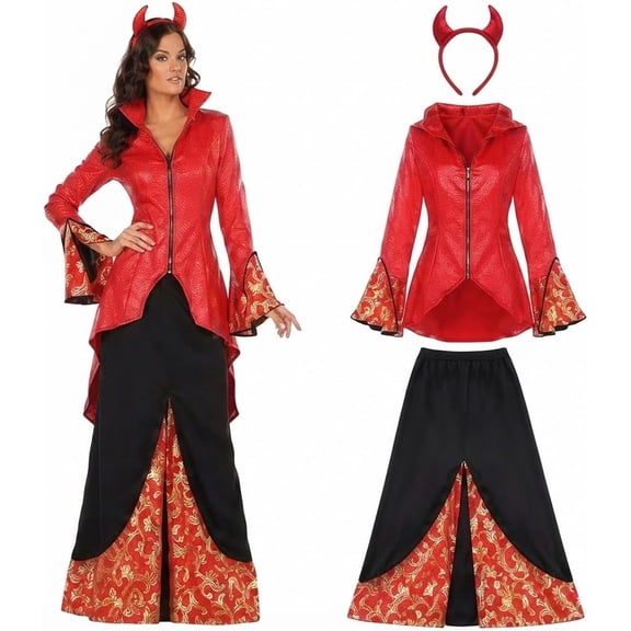 PMU Fiery Femme Women's Halloween Costume, Halloween Dress with Cape