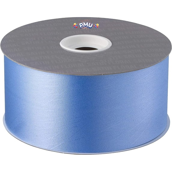 PMU Smooth Water Resistant Floral Satin Ribbon 2 1/2 Inch X 100 Yards Light Blue Pkg/1 Perfect for Florists, Gift Wrapping, Wedding Decor,