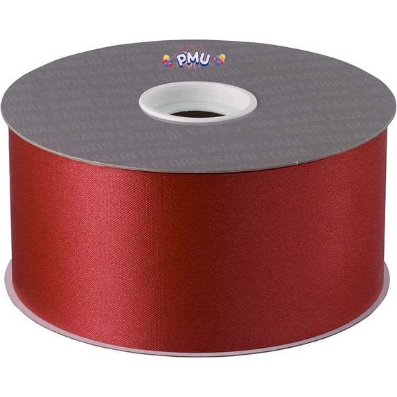 PMU Smooth Water Resistant Floral Satin Ribbon 2 1/2 Inch X 100 Yards Red Pkg/1 Perfect for Florists, Gift Wrapping, Wedding Decor,