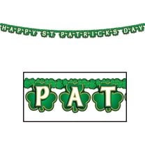 PMU St. Patrick's Day Decorations and Party Supplies - Shamrock Happy St. Patrick's Day 4in x 8in Streamer - Irish Costume, Party Accessory (1/pkg) Pkg/1