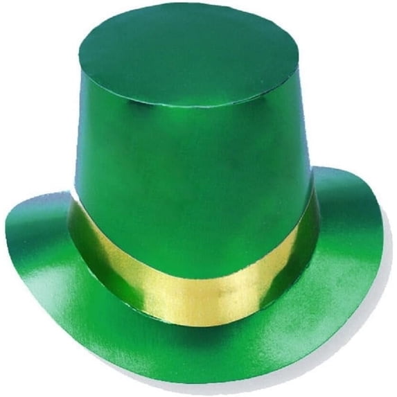PMU St. Patrick's Day Headwear Decorations and Party Supplies - Foil Curved Brim Top Hat - Irish Costume, Party Accessory (1/pkg) Pkg/1