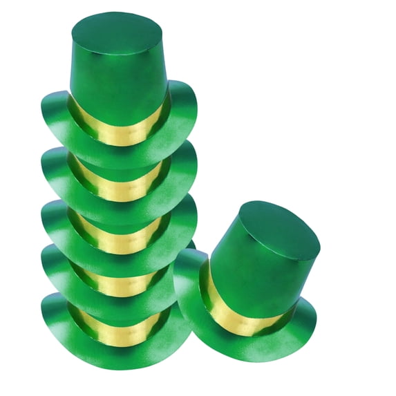 PMU St. Patrick's Day Headwear Decorations and Party Supplies - Foil Curved Brim Top Hat - Irish Costume, Party Accessory (6/pkg) Pkg/1