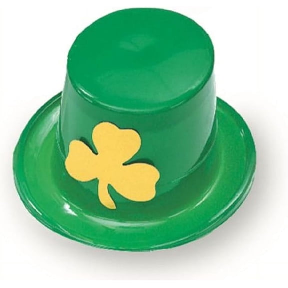PMU St. Patrick's Day Headwear Decorations and Party Supplies - Plastic Top Hat with Shamrock - Irish Costume, Party Accessory (1/pkg) Pkg/1