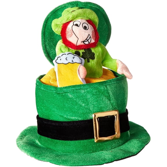 PMU St. Patrick's Day Leprechaun Hat, Green with Black Band and Gold Buckle Pkg/1
