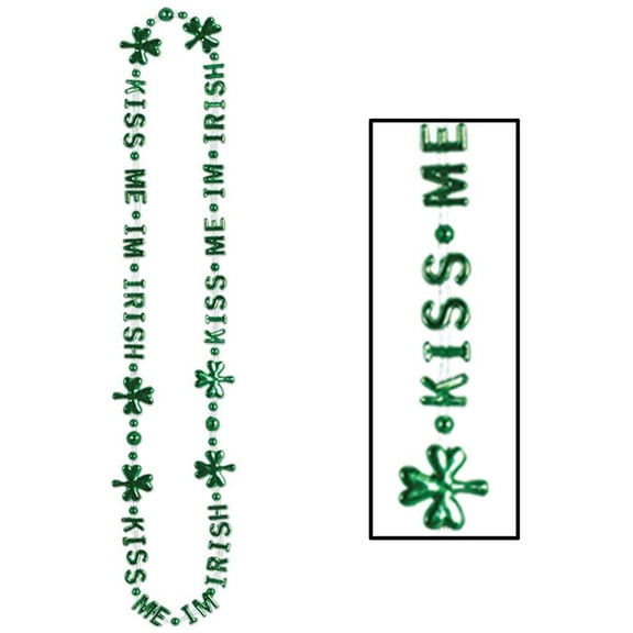 PMU St. Patrick's Day Wearable Decorations and Party Supplies - Kiss Me I'm Irish Beads-Of-Expression 36 Inch - Irish Costume, Party Accessory (1/pkg) Pkg/1
