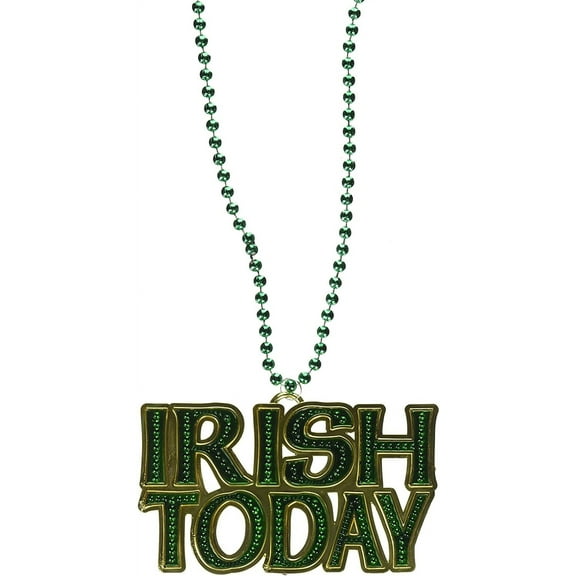 PMU St. Patrick's Day Wearable Decorations and Party Supplies- Irish Today Green Medallion Beads- Irish Costume, Party Accessory (1/pkg) Pkg/1