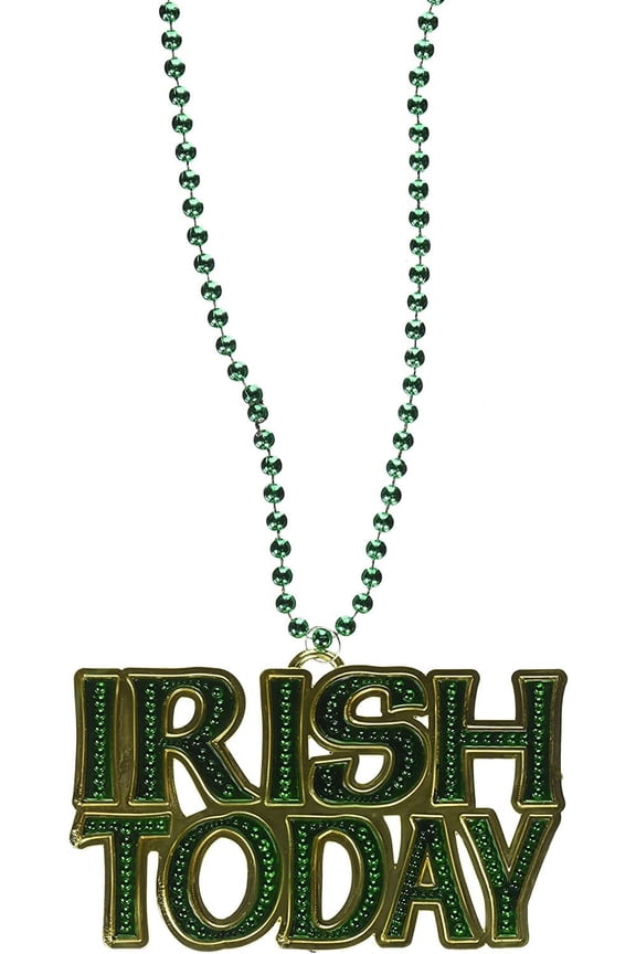 St. Patrick's Day Wearable Decorations and Party Supplies- Irish Today Green Medallion Beads- Irish Costume, Party Accessory (1/pkg) Pkg/1