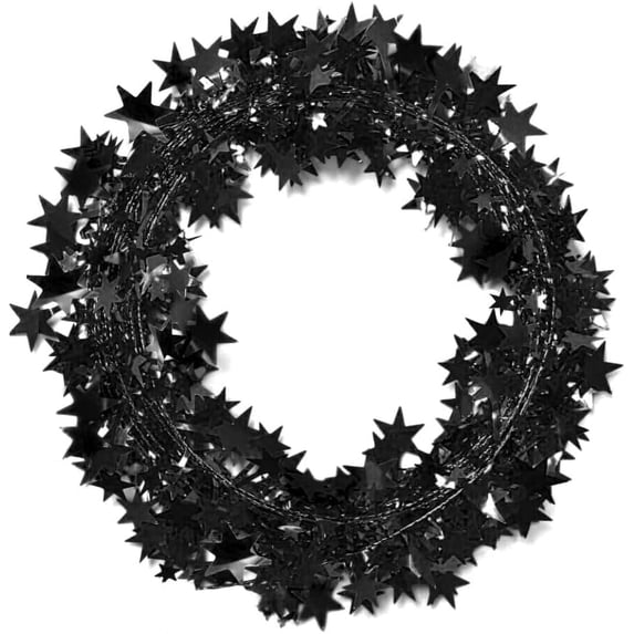 PMU 75 Ft Star Wire Shiny Garland Black Star - Halloween, Christmas Party, Wedding, Birthday, Festive Home Decoration Ornament Black Star (3pc-25Ft Each)
