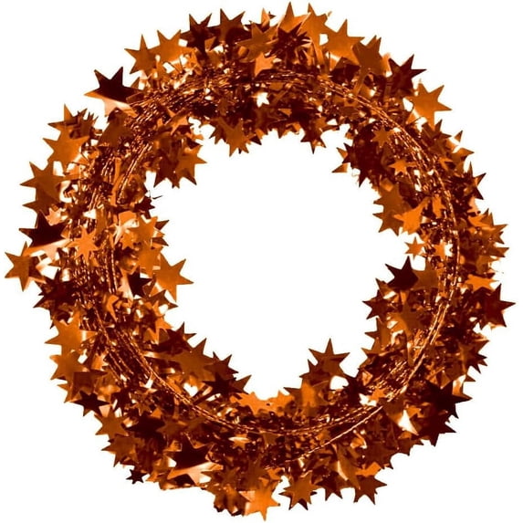 PMU 150 Ft Star Wire Shiny Garland Orange Star - Halloween, Christmas Party, Wedding, Birthday, Festive Home Decoration Ornament Orange Star (6pc-25Ft Each)