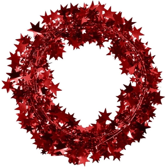 PMU 150 Ft Star Wire Shiny Garland Red - Halloween, Christmas Party, Wedding, Birthday, Festive Home Decoration Ornament Red (6pc-25Ft Each)