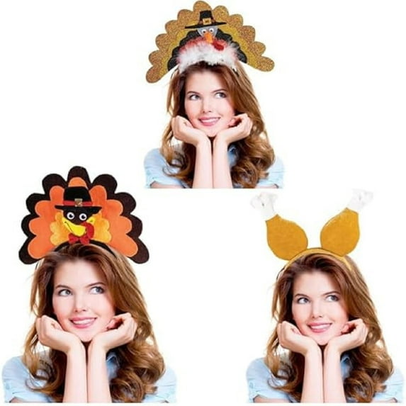 PMU Thanksgiving 3pc Assorted Thanksgiving Headbands Party Costume Accessories (75631, 78895, 75632) (3/Pkg) Pkg/1