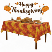 PMU Thanksgiving Fall Leaf Rectangular Tablecover - Plastic Table Cloth for Parties, 54 x 108 - Harvest Decorations in Green, Orange, and Red Pkg/1