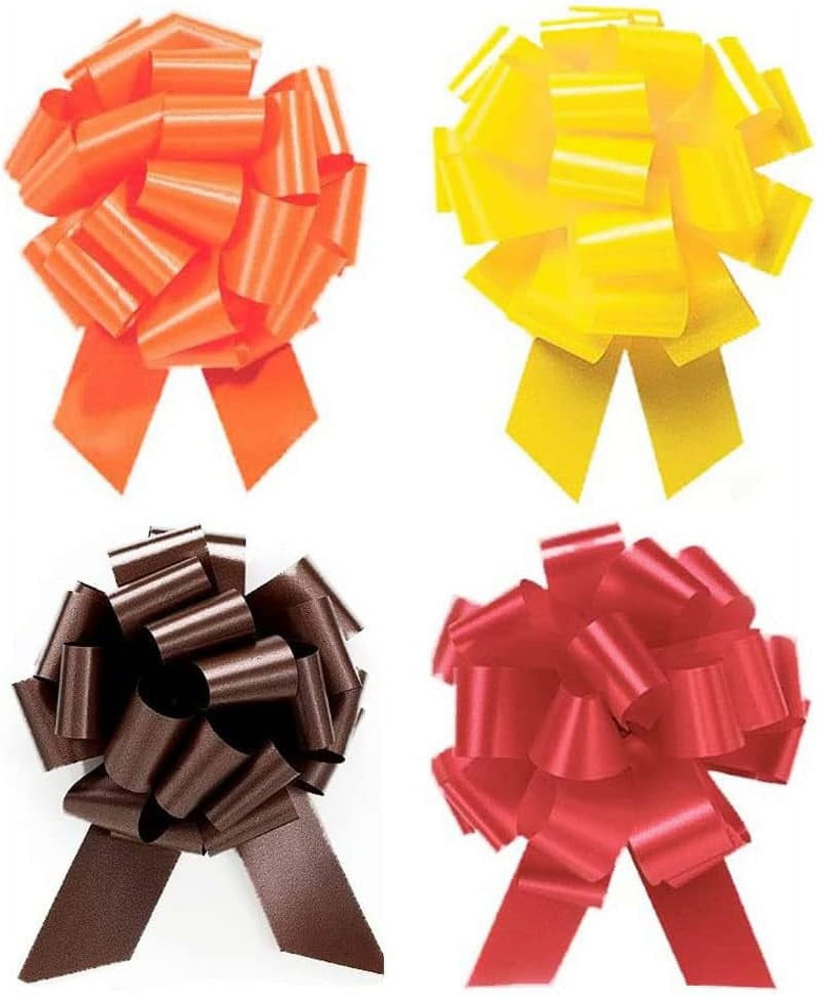 PMU Thanksgiving - Perfect Pull String Bows Assortment (Brown, Orange, Yellow & Red) 8 Inch 20 Loops 10pcs (10/pkg) Pkg/1