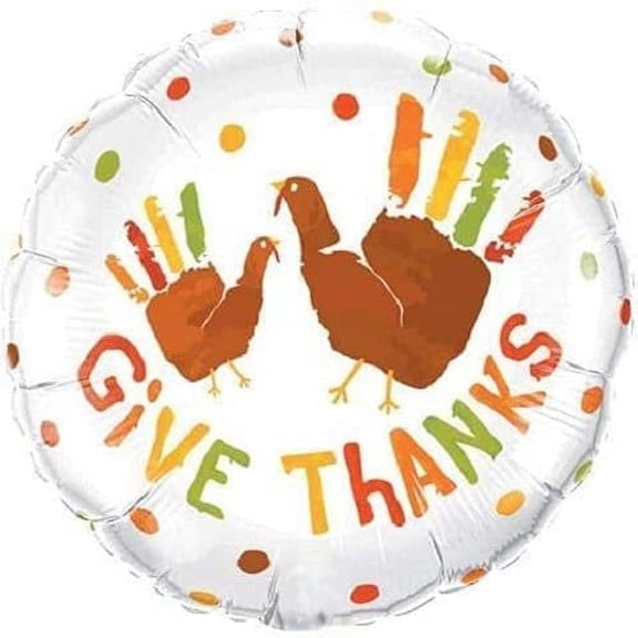 PMU Thanksgiving Give Thanks Turkey Hands 18 Inch Mylar Foil Balloon Pkg/1