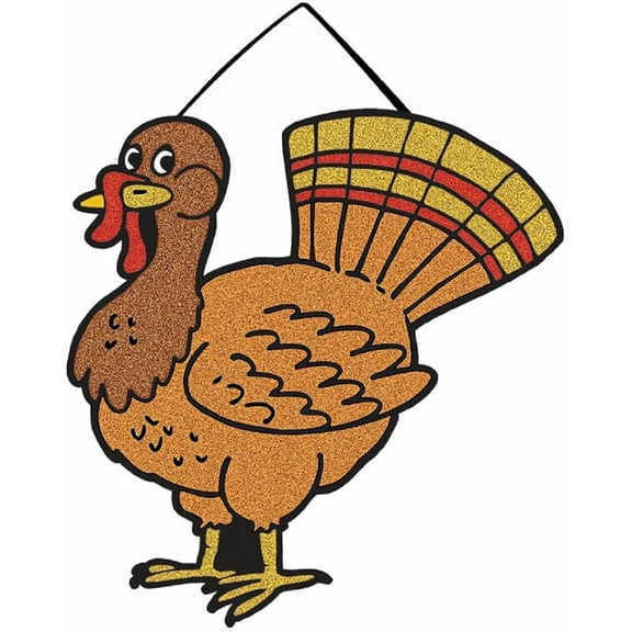 PMU Thanksgiving Glitter Plaque-Turkey 12 inch x 11.5 inch Decoration Autumn Fall Harvest Indoor/Outdoor Thanksgiving Party Events Accessory (1/Pkg) Pkg/1