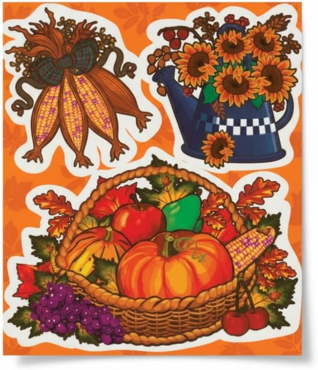 PMU 72 Sheets Thanksgiving Stickers, 15.5in Stickers For Fall Autumn Harvest Theme Party