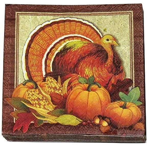 PMU Thanksgiving Napkin 10in x 10in Tableware and Party Decoration (8/pkg) Pkg/1