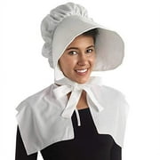 PMU Thanksgiving Party Costume Accessories Pilgrim Bonnet White Hat Party Costume for Women (1/Pkg) Pkg/1