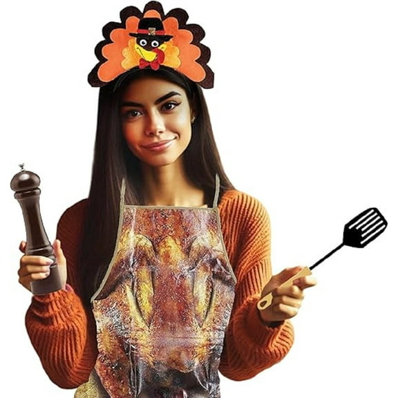PMU Thanksgiving Tom Turkey Headband and Turkey Apron Set Party Costume Accessories (2/Pkg) Pkg/1