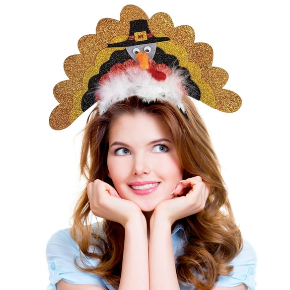 PMU for Thanksgiving Party Costume Accessories for Adults Turkey Headband w/Marabou (1/Pkg) Pkg/1