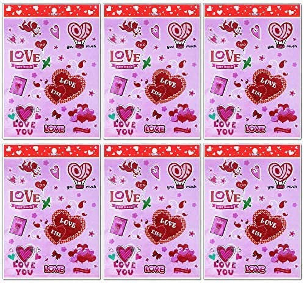 PMU Valentine’s Day Cupid Cling Stickers 16.5in x12in 19pcs per Sheet Pkg/6