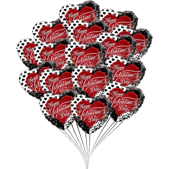 PMU Valentine’s Day Happy Valentine’s Day Black Hearts 18 Inch Mylar-Foil Balloon Valentine's Day, Proposal, Special Events, Photo Props Party Decoration and Accessories (25/Pkg) Pkg/1