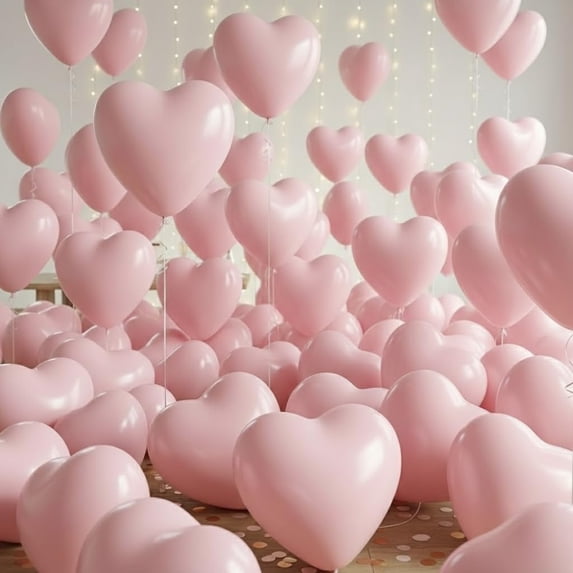 PMU Valentine’s Day Heart Shaped Balloons 15 Inch PartyTex Premium Pink Latex Decorations for Valentine's Day, Weddings, Birthdays, Anniversaries, Engagements Pkg/50