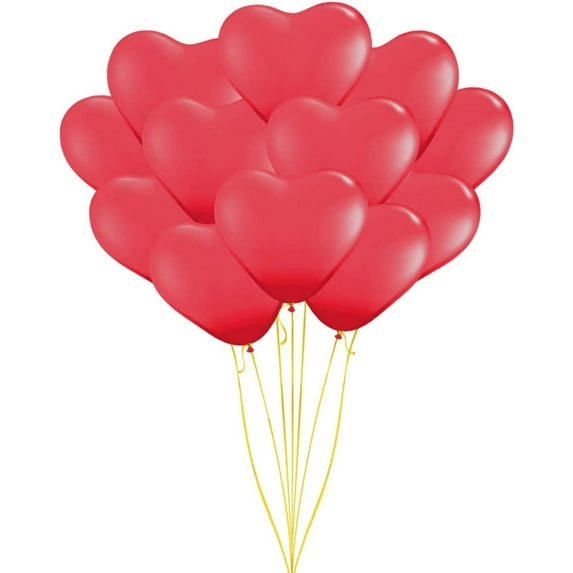 PMU Valentine’s Day Heart Shaped Balloons 15 Inch PartyTex Premium Red Latex Decorations for Valentine's Day, Weddings, Birthdays, Anniversaries, Engagements Pkg/12