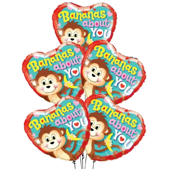 PMU Valentine’s Day Heart Shaped Bananas About You 18 Inch Mylar-Foil Balloon Proposal, Special Events, Photo Props Party Decoration and Accessories (5/Pkg) Pkg/1