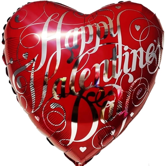 PMU Valentine’s Day Heart Shaped Red and Silver 34 Inch Mylar-Foil Balloon Valentine's Day, Proposal, Special Events, Photo Props Party Decoration and Accessories (1/Pkg) Pkg/1