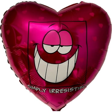 PMU Valentine’s Day Heart Shaped Simply Irresistible Pink 24 Inch Mylar-Foil Balloon Valentine's Day, Proposal, Special Events, Photo Props Party Decoration and Accessories (1/Pkg) Pkg/1